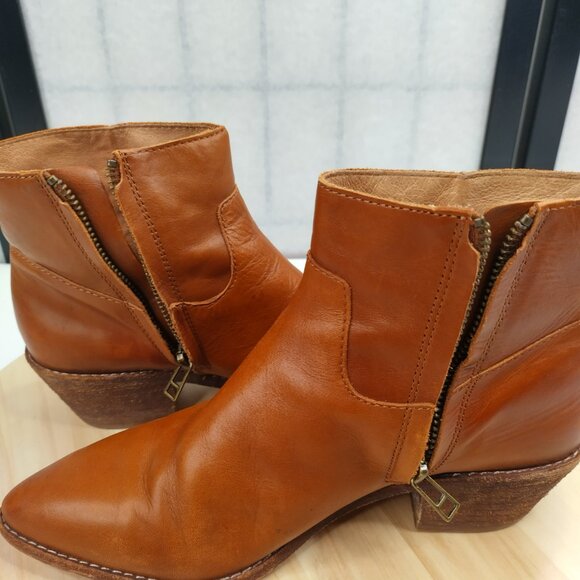 Madewell Charley Bootie Leather Block Heel English Saddle K5307 Women US 8 - Picture 4 of 16